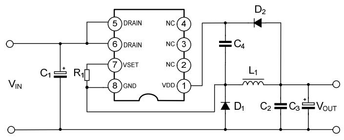 SD4938 18V/0.3A輸出時(shí)應(yīng)用線路圖